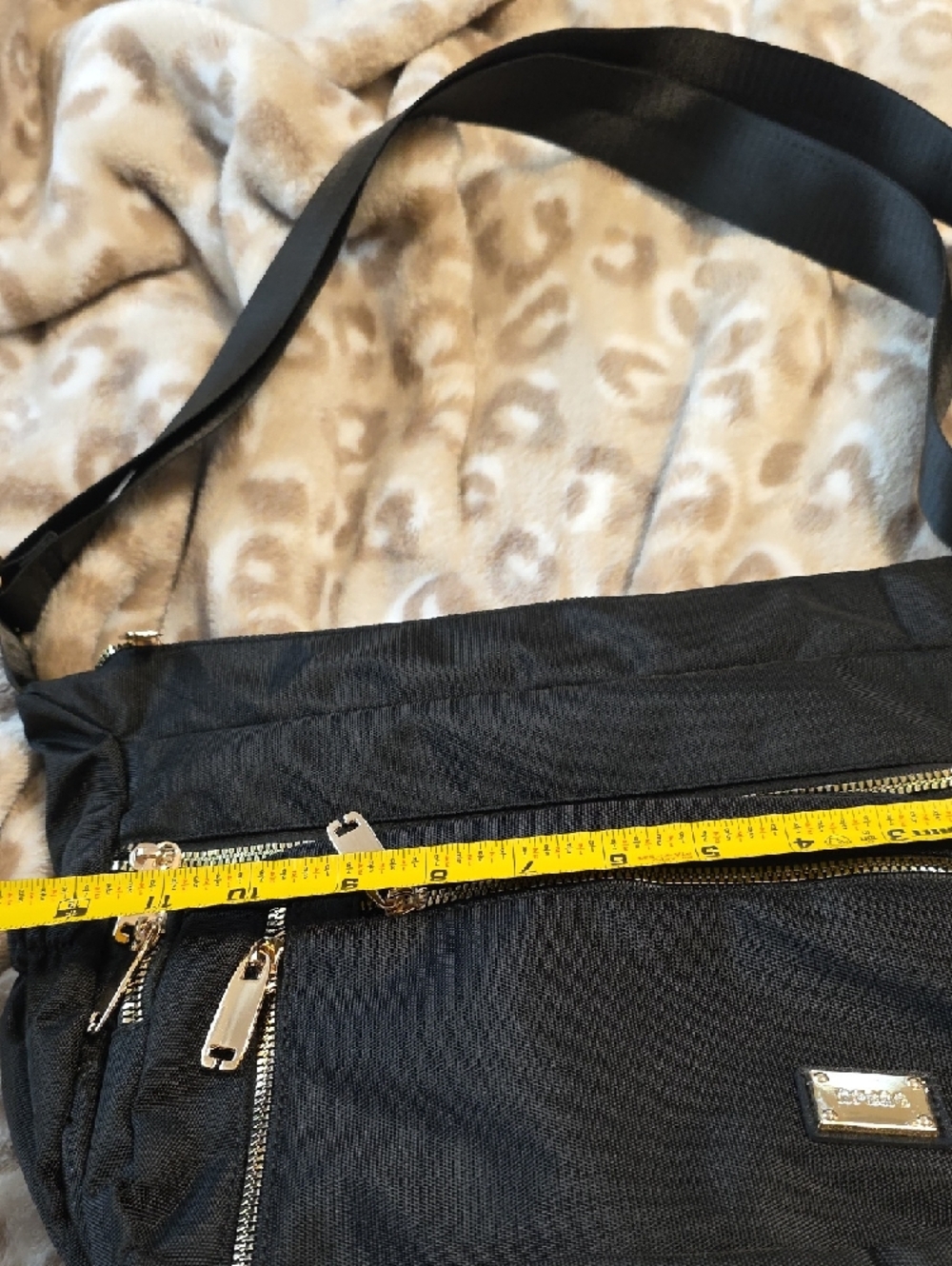 Black Crossbody Shoulder Bag with Gold Hardware - Women - Picture 10 of 11